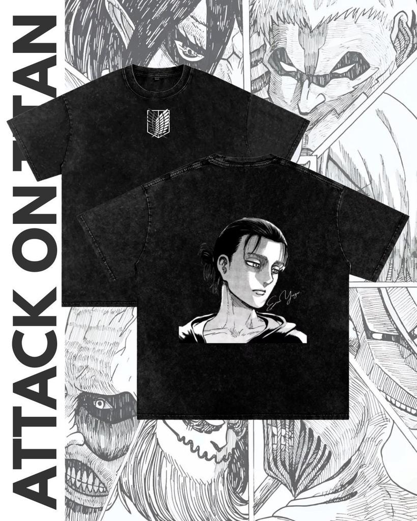 Attack on Titan T-Shirt, Oversized Anime Streetwear, Eren Yeager Graphic T-Shirt