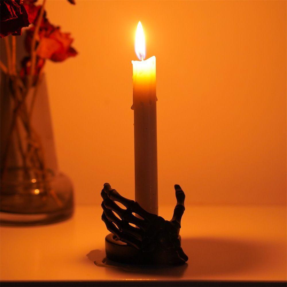 Simple Resin Art Skeleton Hand Candlestick Exquisite Handmade Gothic Candle Holder Unique Halloween Skeleton Statue Halloween