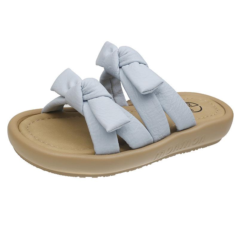Sandals women's summer thick-bottomed versatile skirt 2025 wear new slippers one-word bow