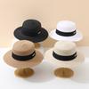 Elegant Korean Summer Straw Hat for Women Flat Top Sunshade French Style Casual Trendy Street Wear Versatile Gift