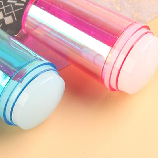 Yousheng 1 Set Nail Stamp Reusable Non-Deformed Good Ductility Round Silicone Stamper Transparent Nails Art Tool for Manicure