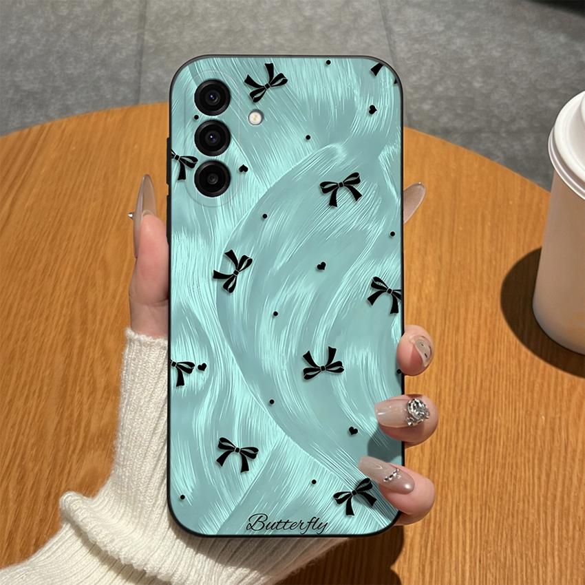 For Samsung Galaxy A17 A16 A15 A14 A13 A07 A06 A04 A01 Phone Cases Blue Porcelain Cat Matte Silicone Anti Drop Lightweight Housing For Samsung Bumpers