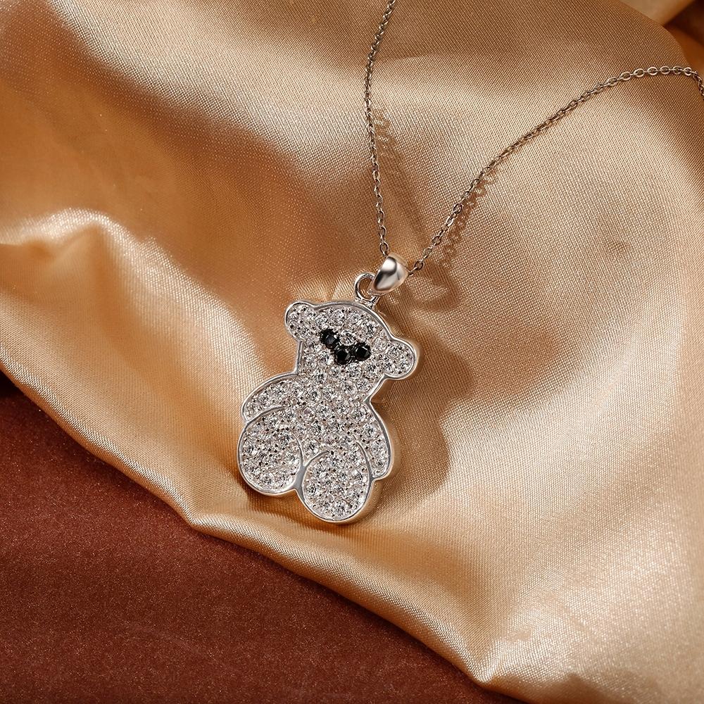 Teddy Bear Necklace Pendant S925 Zircons