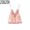 Za Summer New Women Clothes Sequin Embroidery Decoration Top Retro Casual Vacation Sexy Backless Vest Sling