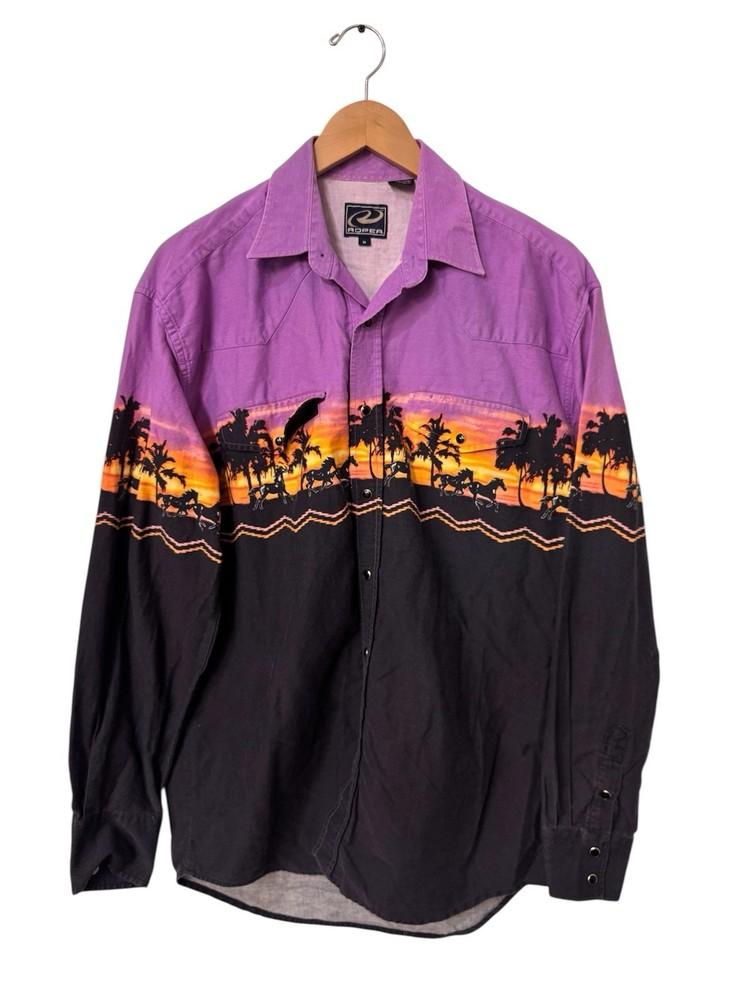 Vintage Roper Pearl Snap Western Shirt Mens Medium Sunset Horse Cowboy Unisex T-Shirt XXL