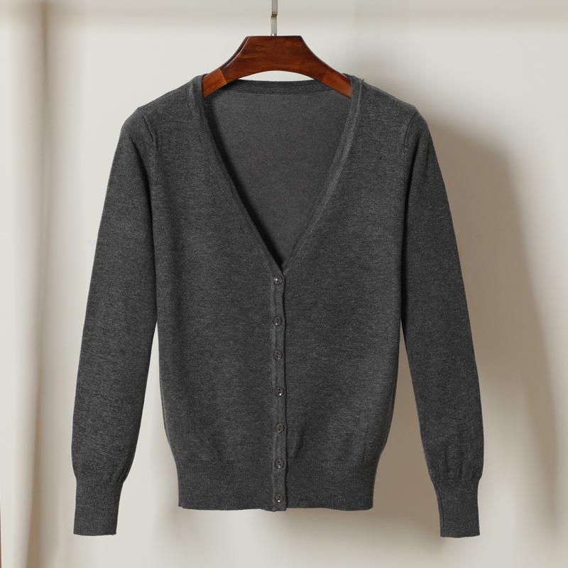 

Весенне-осенние свободные наружные свитера, кардиган, свитер, женское короткое тонкое пальто с длинными рукавами XL шифер серый