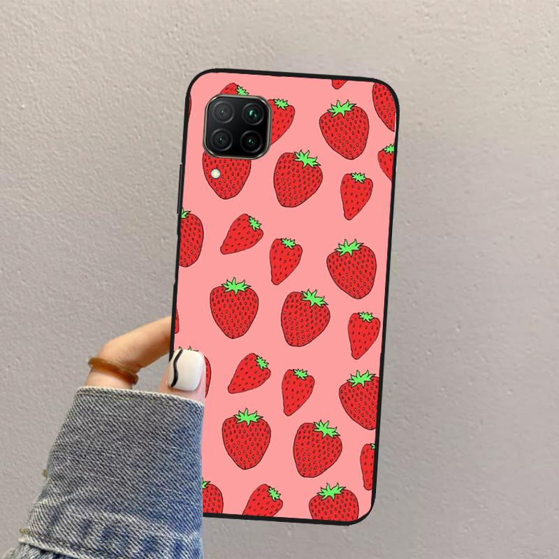 Strawberry Red For Huawei Nova Y73 Y72 Y61 Y91 Y70 Y60 Y90 12s 12i 11i 8i 9 10 SE P30 P40 Lite P60 Pro Case