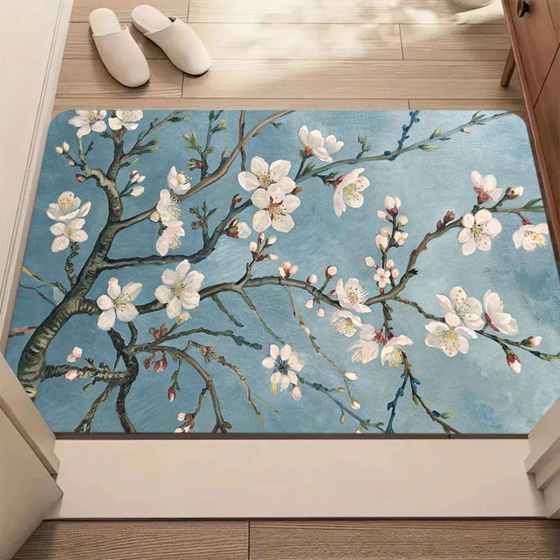 Door Mat Van Gogh Starry Night Almond Blossom Print Art Floral Living Room Kitchen Bedroom Entrance Rug Hallway Apartment Decor