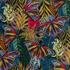 Royal Velvet Fabric Polyester For Sewing - Motif Colorful Butterflies On The Leaves