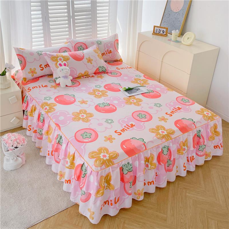 Comfortable, Relaxing, Breathable, Skin-friendly Three-piece Set: One Bed Skirt + Two Pillowcases (without Pillow Core)