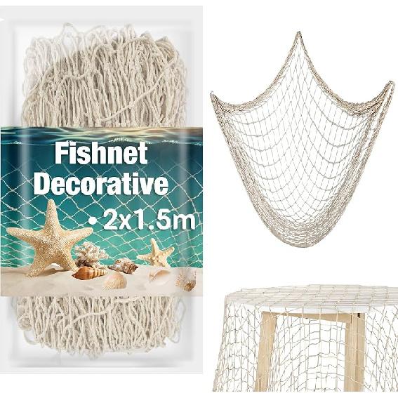 Сух 1 шт. Декоративная рыболовная сеть - Декорации из рыболовной сети Декоративная сетка Морская рыболовная сеть Скатерть Сети Сеть Декорация для вечеринки в морском стиле 2x1.5m