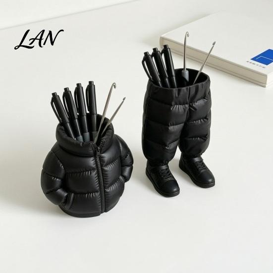 Classroom Supplies Organizer Pencil Holder, Creative Down Jacket Shape, Durable PETG Large Capacity Office Pen Cup, for And Makeup Brush Storage Cute