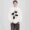 Men's Cartoon Cat Mohair Winter Sweater: American Style Loose Casual Round Neck Knitwear Cardigan