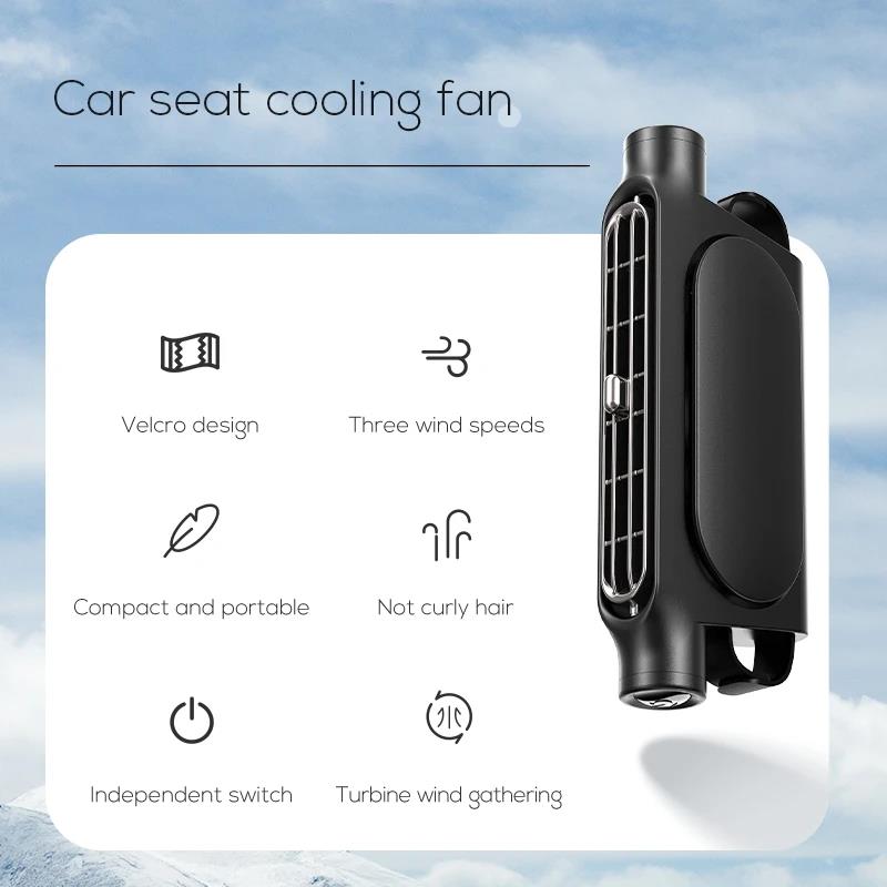 Car Seat Cooling Fan 3 Speeds Adjustable Car Seat Headrest Fan USB Powered Electric Fan Cooling Air Fan For Cars Rear Seat Heat Shields 2