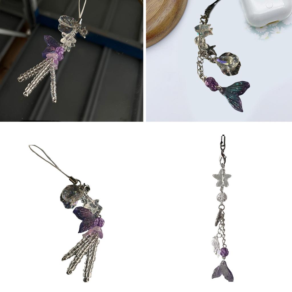 Elegant Beaded Mobile Phone Pendant Fashionable Keyring Colorful Key Chain Charm Accessory for Phones and Purses