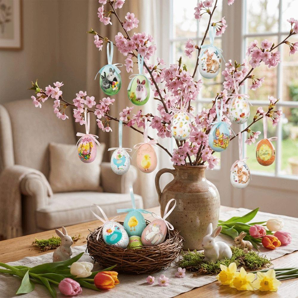 Colorful Foam Easter Eggs DIY Craft Hanging Easter Egg Party Favor Easter Egg Props Kids Gifts
