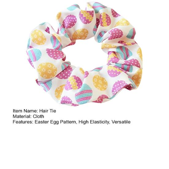 Women Hair Tie Easter Egg Pattern High Elasticity Soft Fabric Hair Rope Bun Ponytail Holder Hair Accessory
