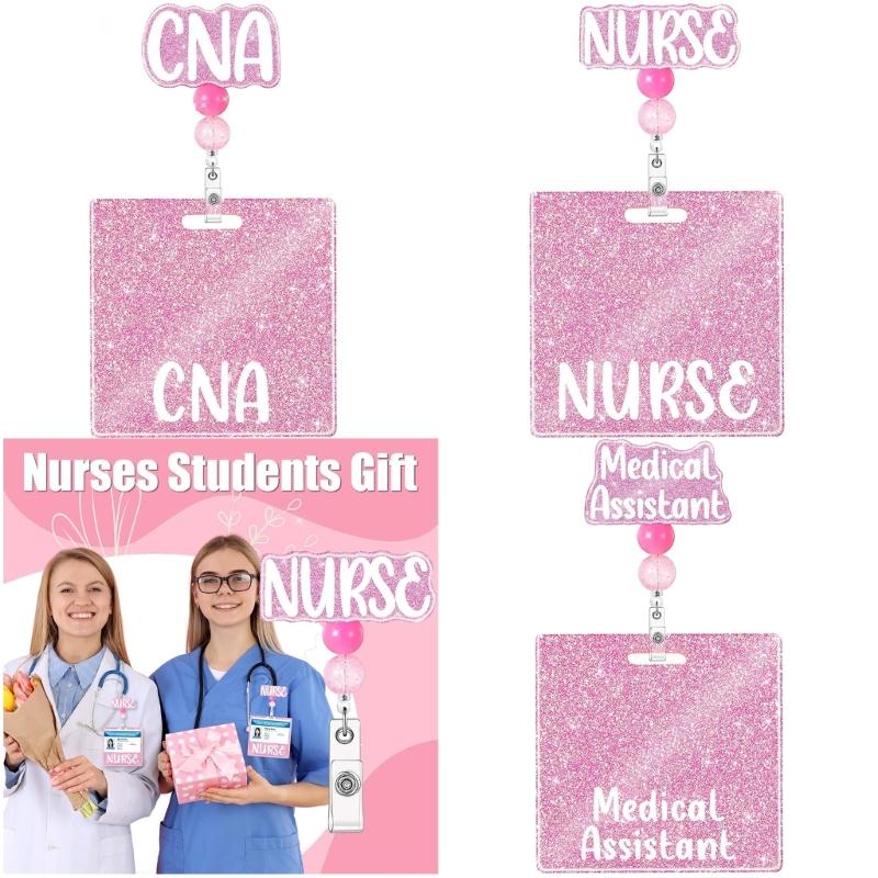 Einziehbarer Namenskartenhalter Krankenschwester Ausweishalter Glitzernder Krankenschwester Ausweis Karten ID Ausweishalter für Büro Krankenhaus
