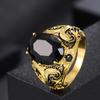 Vintage and Trendy Black Color Inlaid Stone Patterned Ring, A Classic Jewelry Accessory for Both Men and Women's Fashion