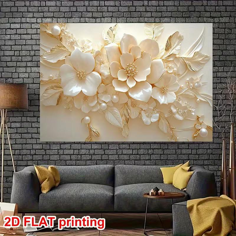 2D Modern Cream Floral Wall Art Backdrop, Photography Background for Studio Sessions & Luxury Brand Shoots