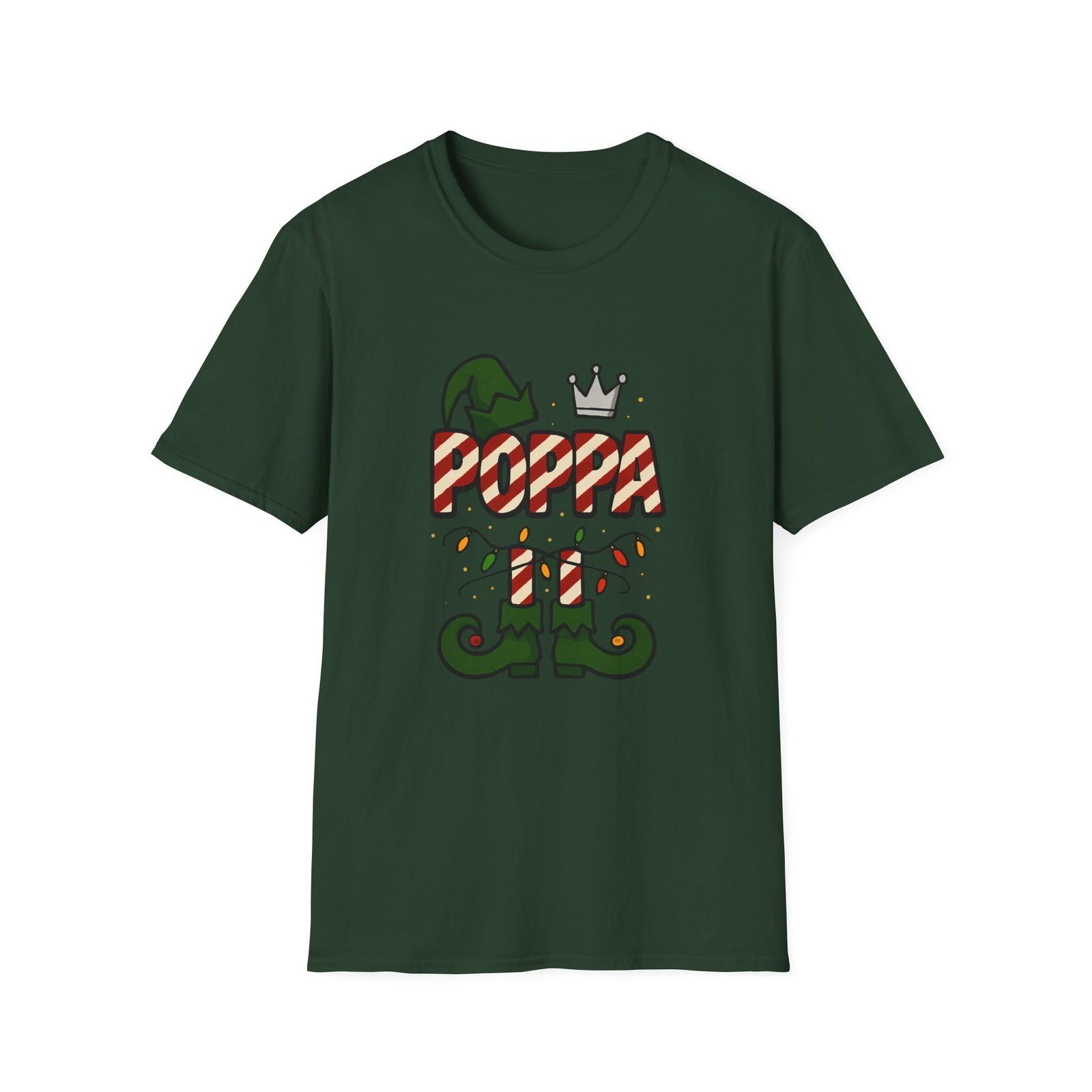 Unisex Softstyle T-Shirt Mens Womens Tees Top POPPA Bubble Letters Elf Shoes Crown Christmas Holiday S