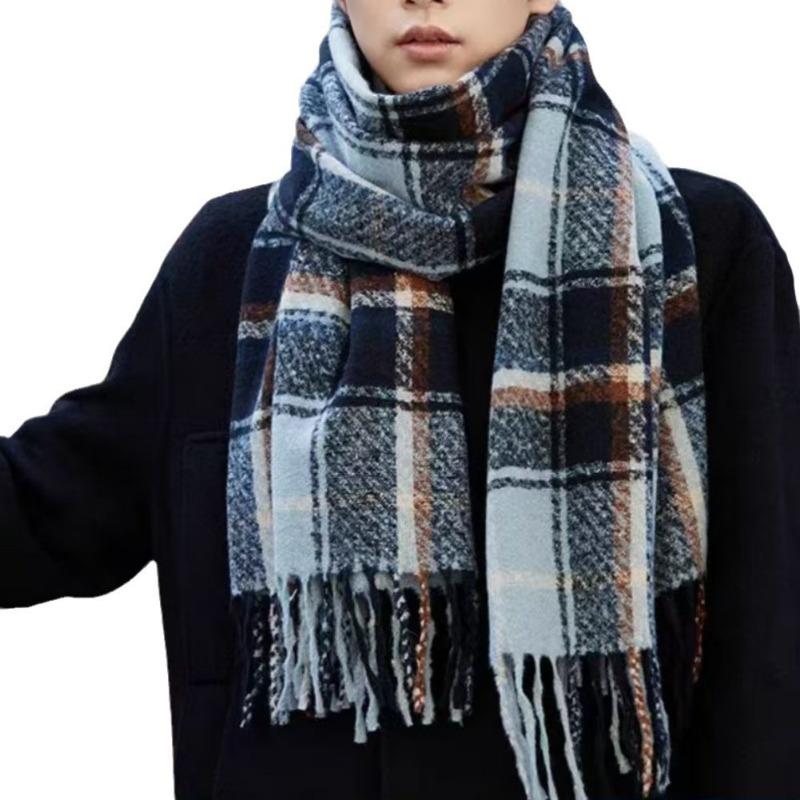 Christmas atmosphere New red plaid scarf Women's winter versatile thickened senior sense Students keep warm