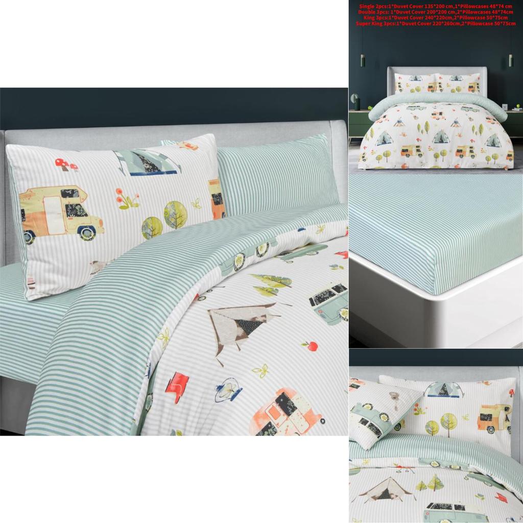 Reversible Camping Bedding Set With Digital Print For Home Sleep Comfort