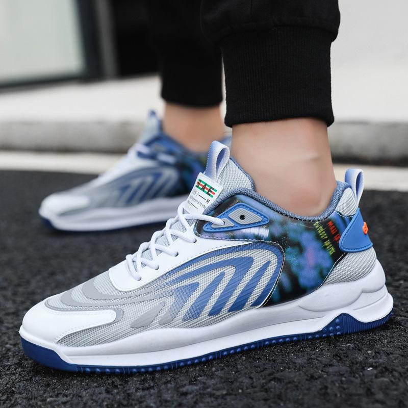 Fashion New breathable fabric casual shoes for spring and summer, comfortable flat bottom anti slip basketball sports men's shoes