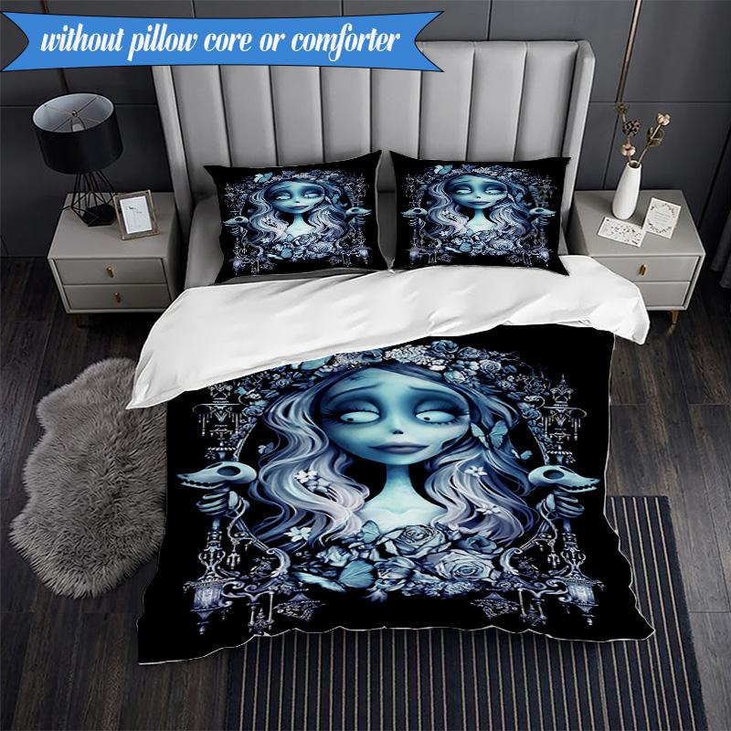 Gotische Leichenschönheit In Bloom 3-teiliges K-Pop Musikgruppen-Bettwäscheset, Ideal für Schlafzimmer, Wohnheim, Inklusive Bettbezug und 2 Kissenbezügen, Fan-Geschenke