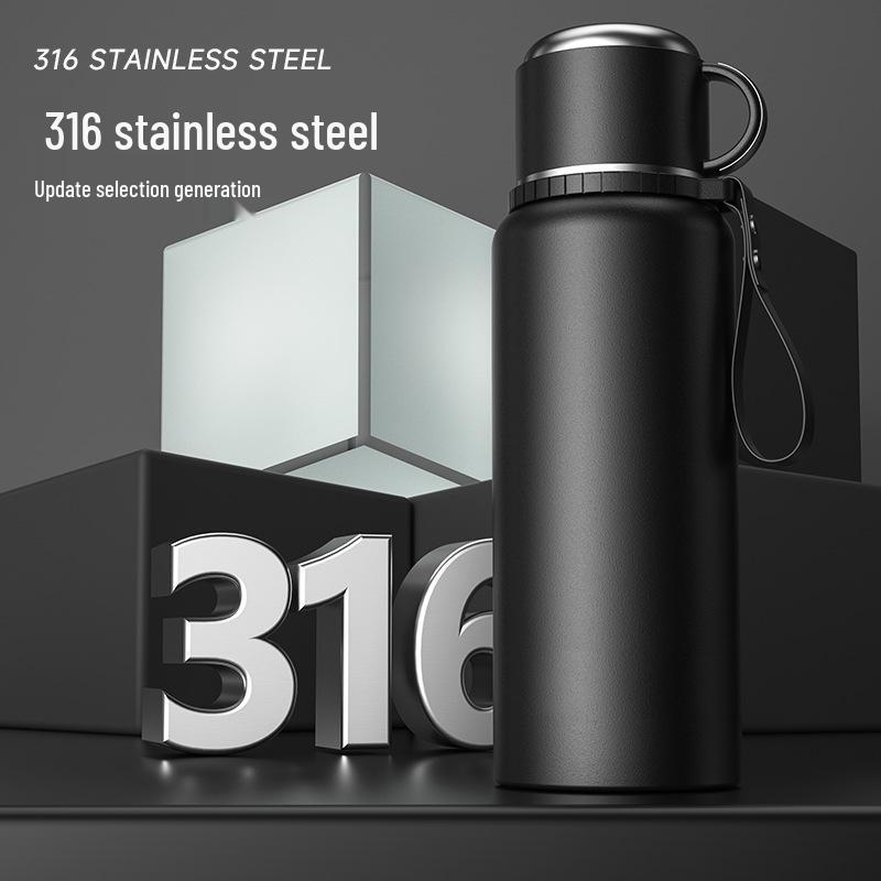 316 Stainless Steel Men's Large Capacity Insulated Outdoor Travel Mug with Tea & Water Separation, Custom Logo