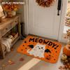 Newest Orange Meowdy Ghost Cat Bat Pumpkin Print Halloween Doormat Non Slip Front Door Entryway Floor Mat