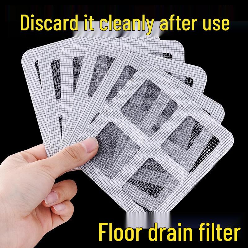 Disposable Bathroom Floor Drain Hair Catcher & Insect-Proof Mesh Filter.