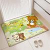 Relaxed Cute Bear R-Rirakkumas Floor Mat Soft Thickened Flannel Door Mat Non-Slip Living Room Rug Home Decor