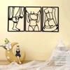 Conjunto de três peças arte de parede abstrata psicológica em metal pintura de linha única decoração de arte de parede, metal pendurado moderno para casa