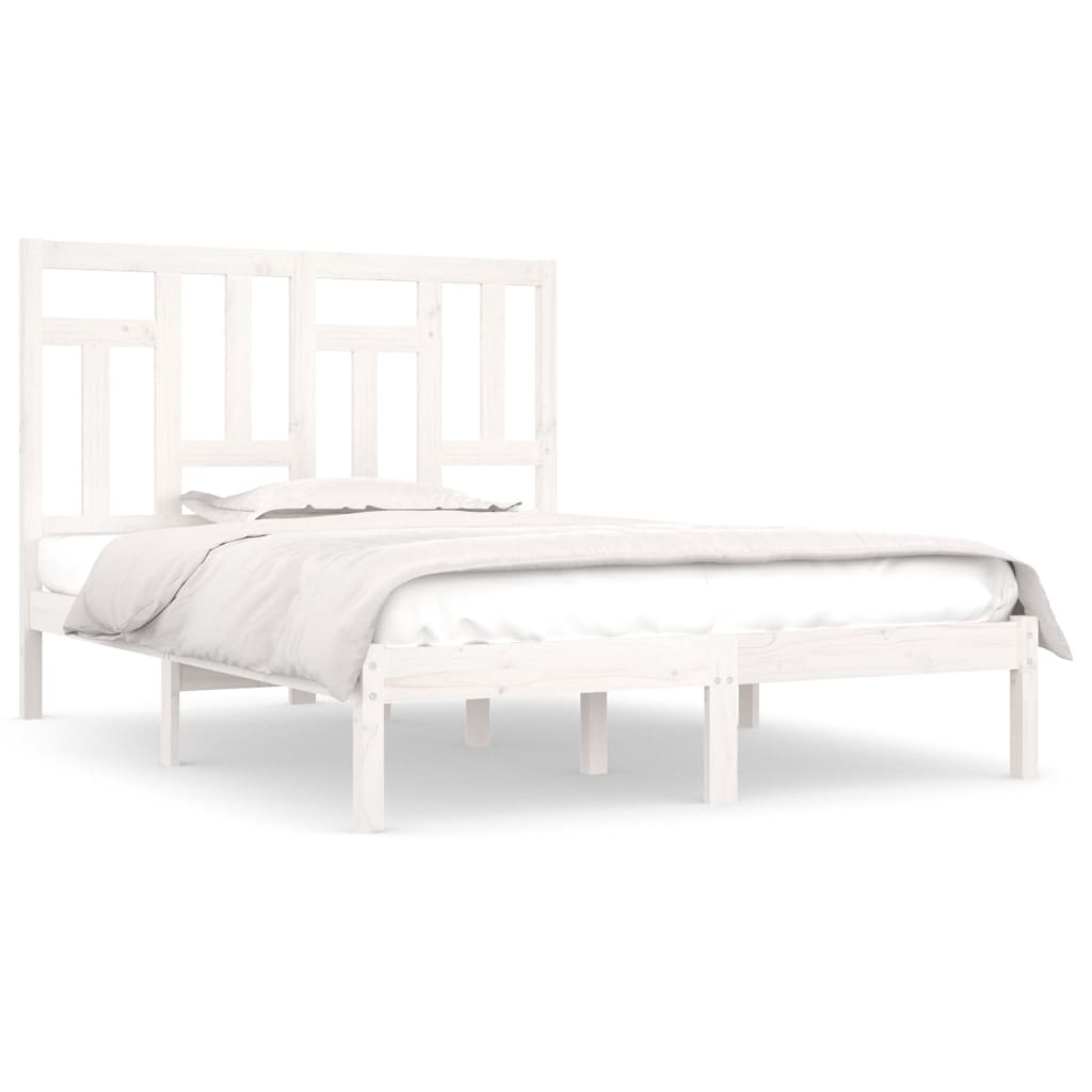 Solid Wood Bed without Mattress White 140 x 200 cm Pine Wood