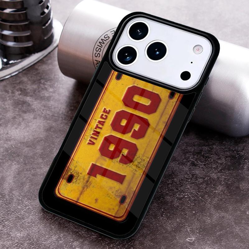 Retro Funny License Plate Number Phone Case for iPhone 17 16 15 Pro Max Air 14 13 12 11 Plus Shockproof Capa Cover