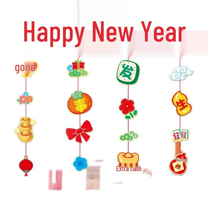 2026 Spring Festival Chinese New Year Living Room Decorations: Paper Hanging Ornaments for Home Scene