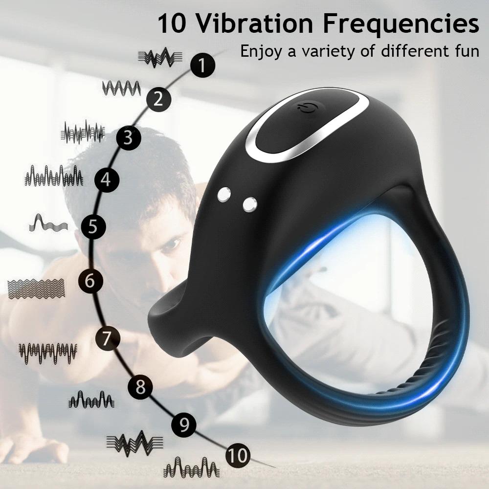 Vibrating Cock Ring for Men Silicone Penis Rings Intense Vibration Mens Vibrator Longer Harder Stronger Erection Adult Sex Toys