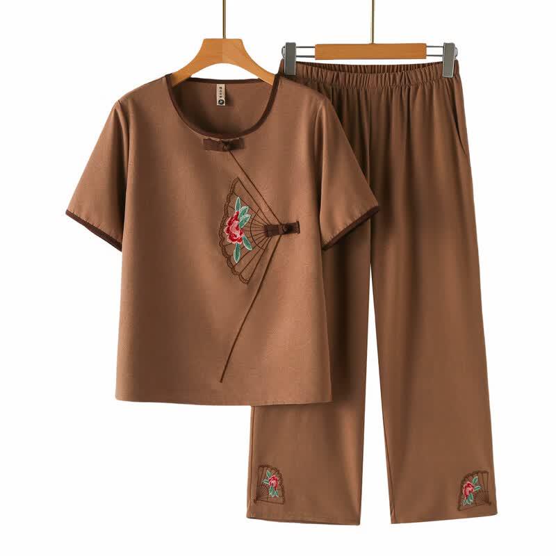 YUZHAOLIN Women's Embroidered Summer Two-Piece Set
