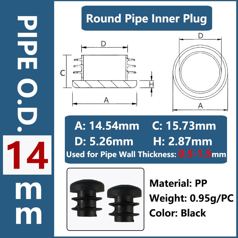 Round Plastic Inner Plug Steel Pipe End Cap Blanking Cover Anti Slip Furniture Chair Ladder Leg Protector Pad