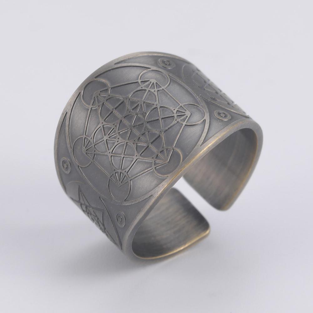 Dawapara Seal of The 7 Archangels Protection Ring Amulet Metatron Cube Lilith Symbol The Secrets of King Solomon Vintage Jewelry