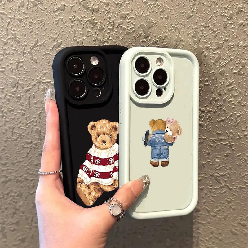 Cute Winter Bear Pattern Phone Case For Xiaomi Redmi Note 14 13 12 11 Pro Plus 4G 5G 12S 11S Redmi 15C 14C 13 Silicone Cover