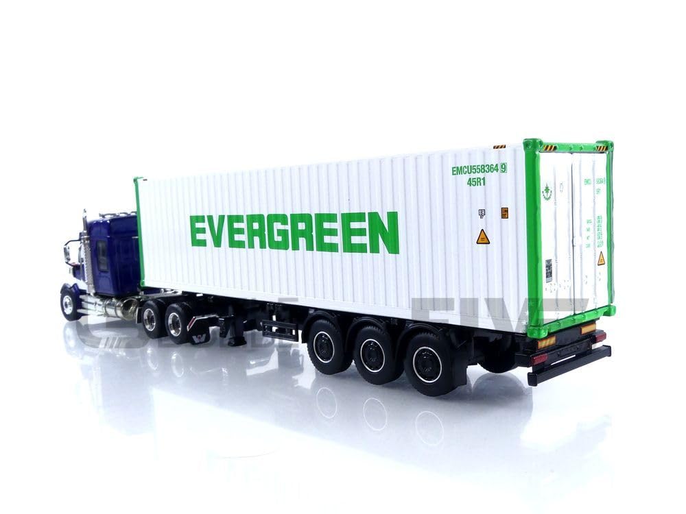 TrueScale Miniatures MINI GT Western Star 49X 40ft Reefer Container Evergreen Left Handle Finished Product 1/64