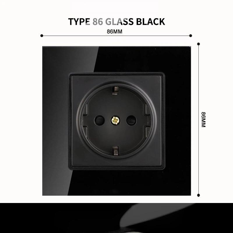 Type 86 European Standard Wall Power Socket Panel European Style, EU Standard, German Style 16A German Standard Round Hole Panel Socket