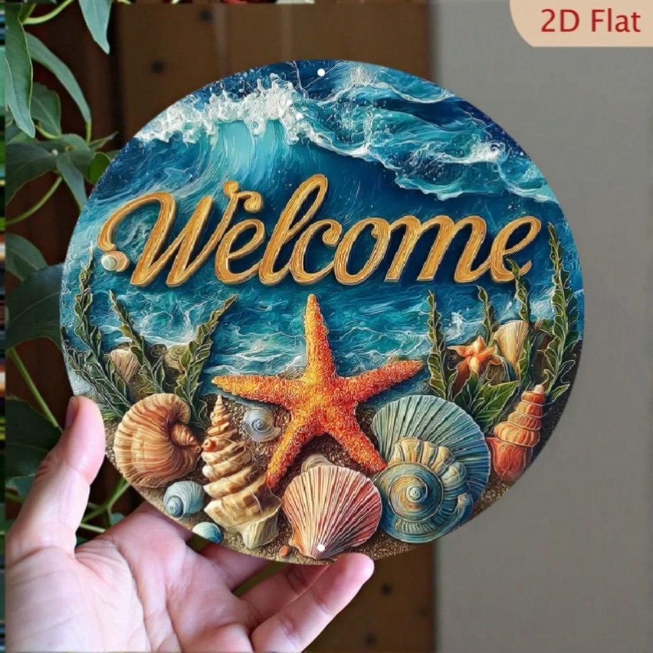 Ocean Metal Wall Art Sea Starfish Seashells Beach Decor 20x20