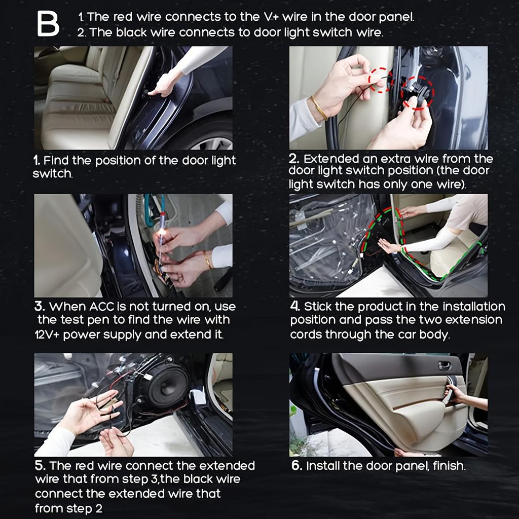 2 Pack 47 Inch Dual Color LED Car Door Warning Lights Flexible Safety Strip for Anti-Collision