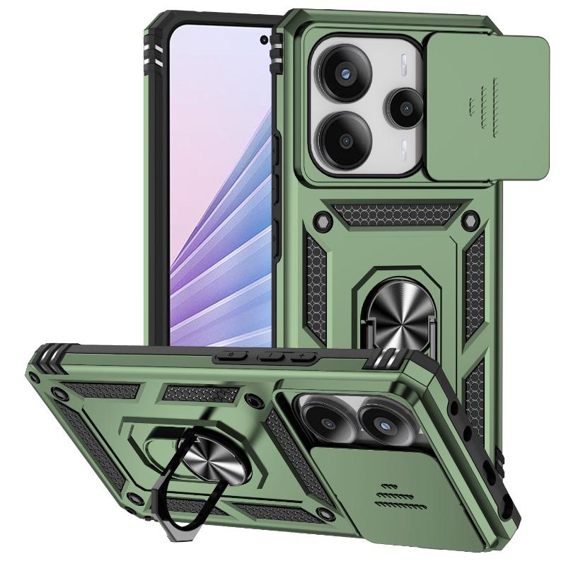 Suitable for Xiaomi Redmi Note 10 11 13 14 Pro Phone Case Car Magnetic Ring Bracket Sliding Camera Lens Armor Shockproof Case
