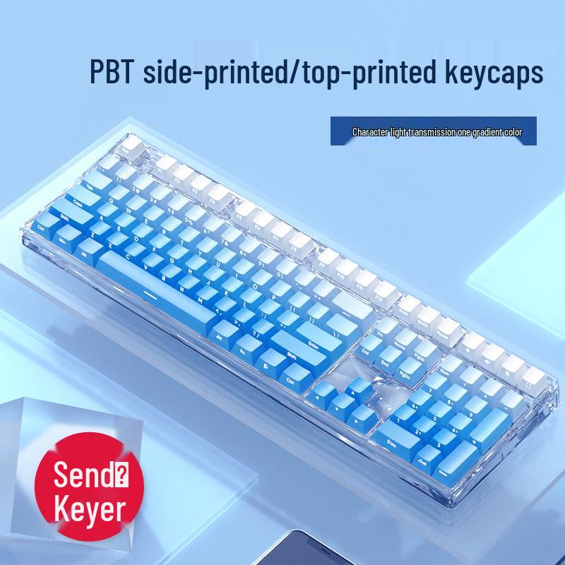 PBT Gradient Color Mechanical Keyboard Keycaps, Personalized Double Shot, Side Printed, Translucent, Five-Sided Dye Sublimation, Full Set