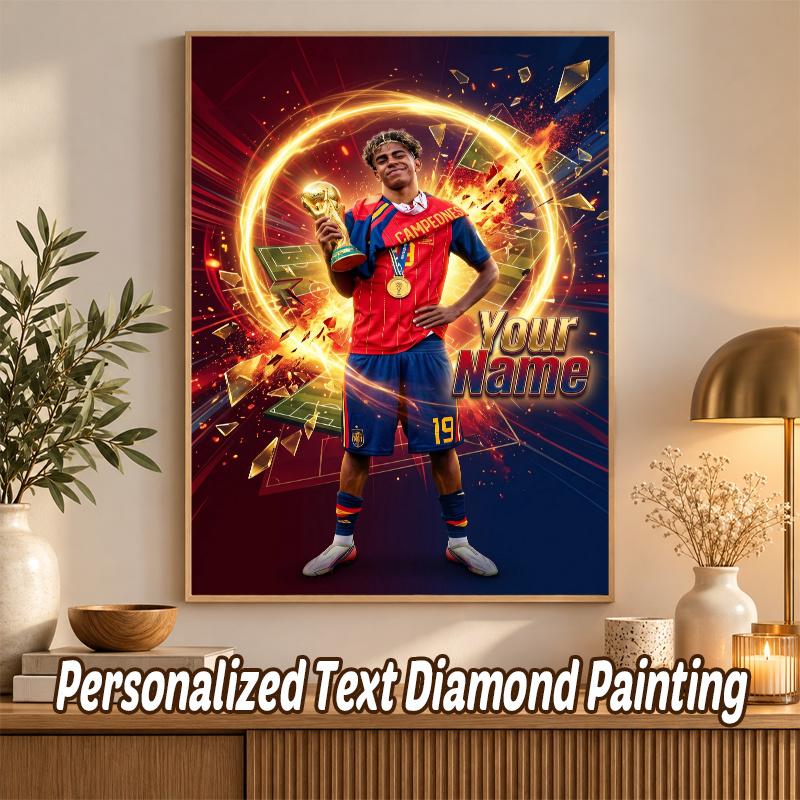 Lamine Yamal Custom Name Text 5D Diamond Painting Kit DIY Full Drill Diamond Art Decoration