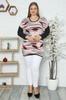 Women's Style Plus Size Tunic Pink Umbrella Patterned Stone Embroidered Long Sleeve Tunic